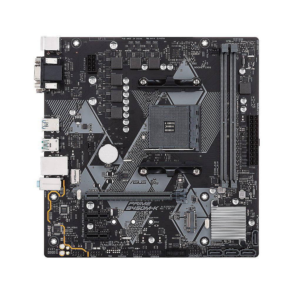 ASUS Prime B450M-K mATX Mainboard Sockel AM4 M.2/USB3.1/DVI/VGA, ASUS, Prime, B450M-K, mATX, Mainboard, Sockel, AM4, M.2/USB3.1/DVI/VGA