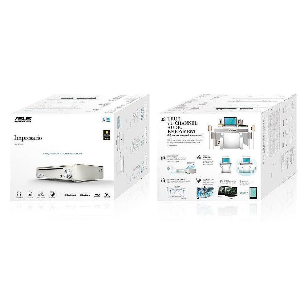 ASUS SBW-S1 Pro Impresario Blu-ray Brenner USB 2.0 3D gold 90DD01H5-M69000, ASUS, SBW-S1, Pro, Impresario, Blu-ray, Brenner, USB, 2.0, 3D, gold, 90DD01H5-M69000