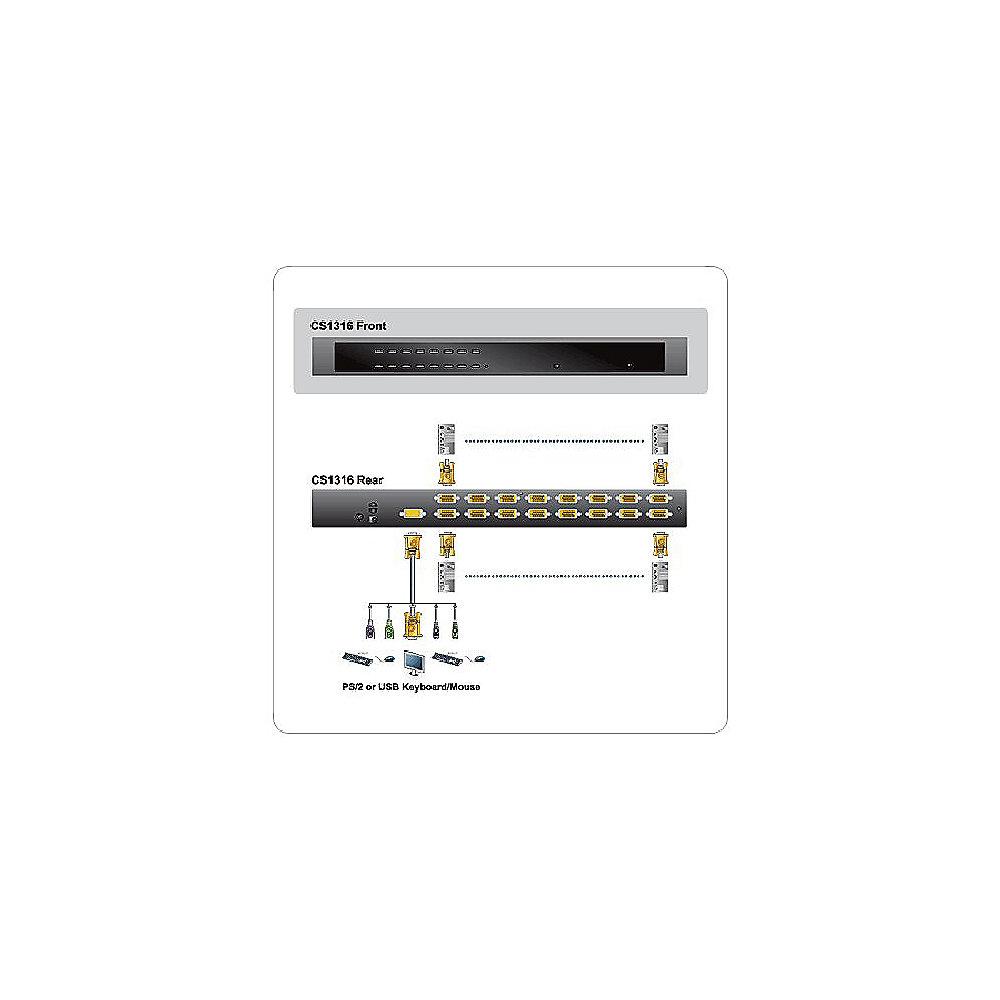 Aten CS1316 16 Port KVM Switch 16 Rechner USB/ PS/2, Aten, CS1316, 16, Port, KVM, Switch, 16, Rechner, USB/, PS/2