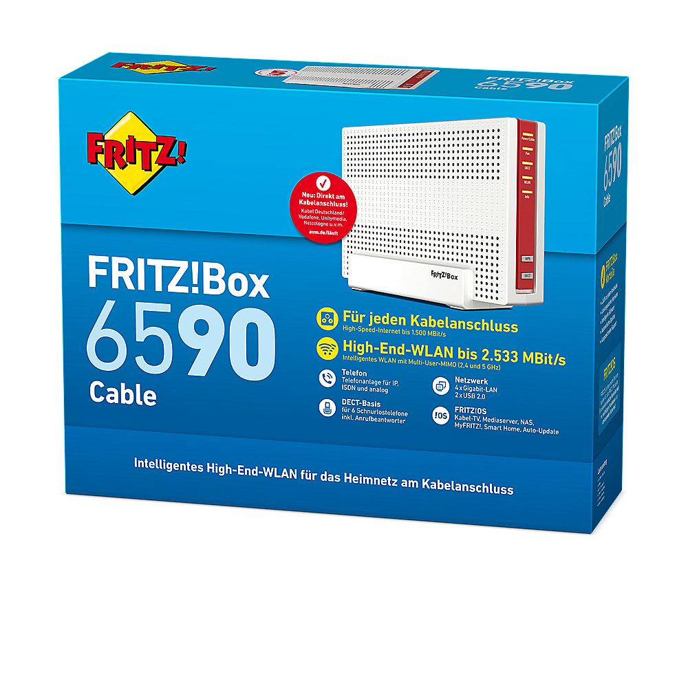 AVM FRITZ!Box 6590 Cable WLAN Kabel Router mit Telefonie   DECT 100 Repeater