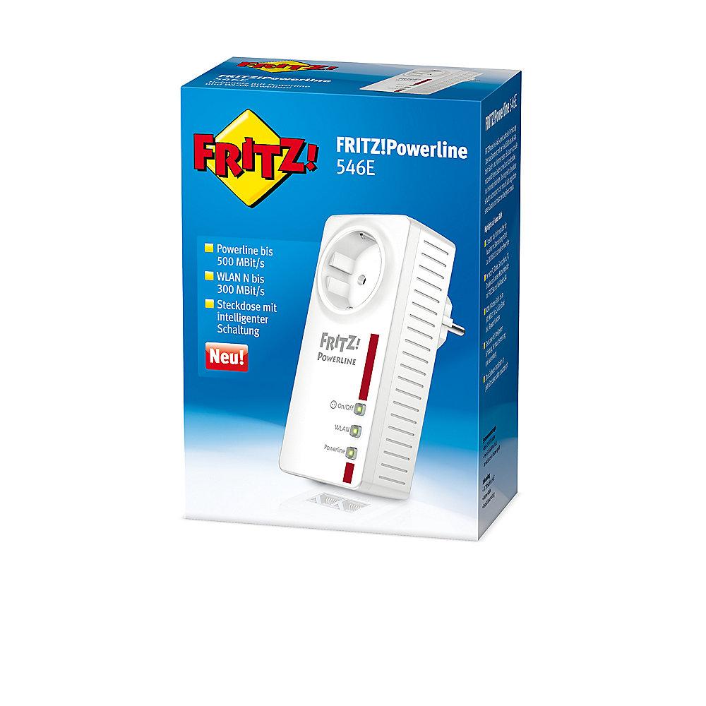 AVM FRITZ!Powerline 546E 500MBit WLAN-n 2x LAN mit schaltbarer Steckdose, AVM, FRITZ!Powerline, 546E, 500MBit, WLAN-n, 2x, LAN, schaltbarer, Steckdose