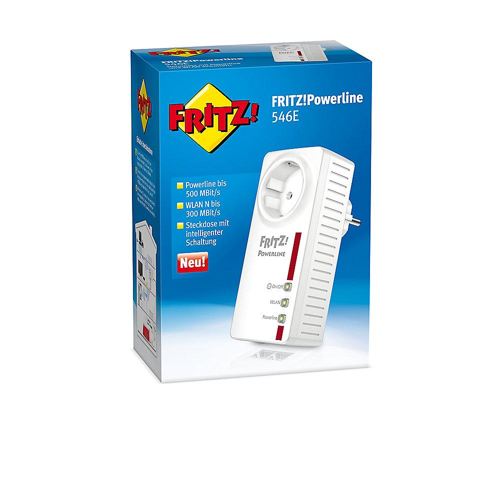 AVM FRITZ!Powerline 546E 500MBit WLAN-n 2x LAN mit schaltbarer Steckdose, AVM, FRITZ!Powerline, 546E, 500MBit, WLAN-n, 2x, LAN, schaltbarer, Steckdose