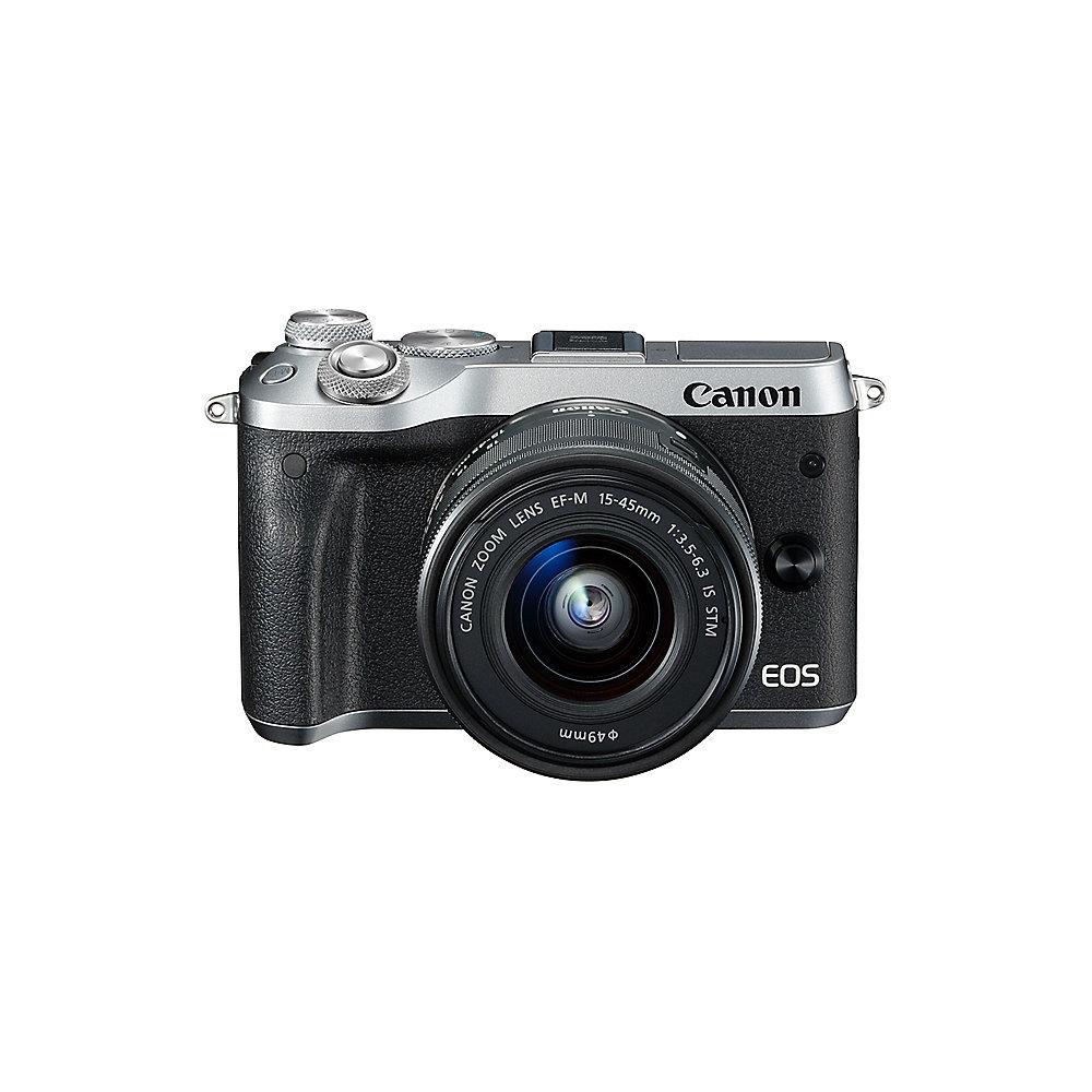 Canon EOS M6 Kit 15-45mm 1:3,5-6,3 IS STM Systemkamera silber, Canon, EOS, M6, Kit, 15-45mm, 1:3,5-6,3, IS, STM, Systemkamera, silber