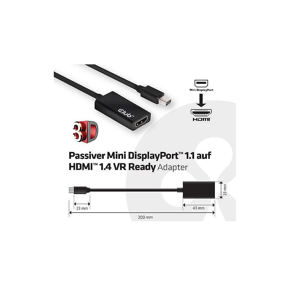 Club 3D DisplayPort Adapterkabel mini DP zu HDMI VR Ready passiv CAC-1156