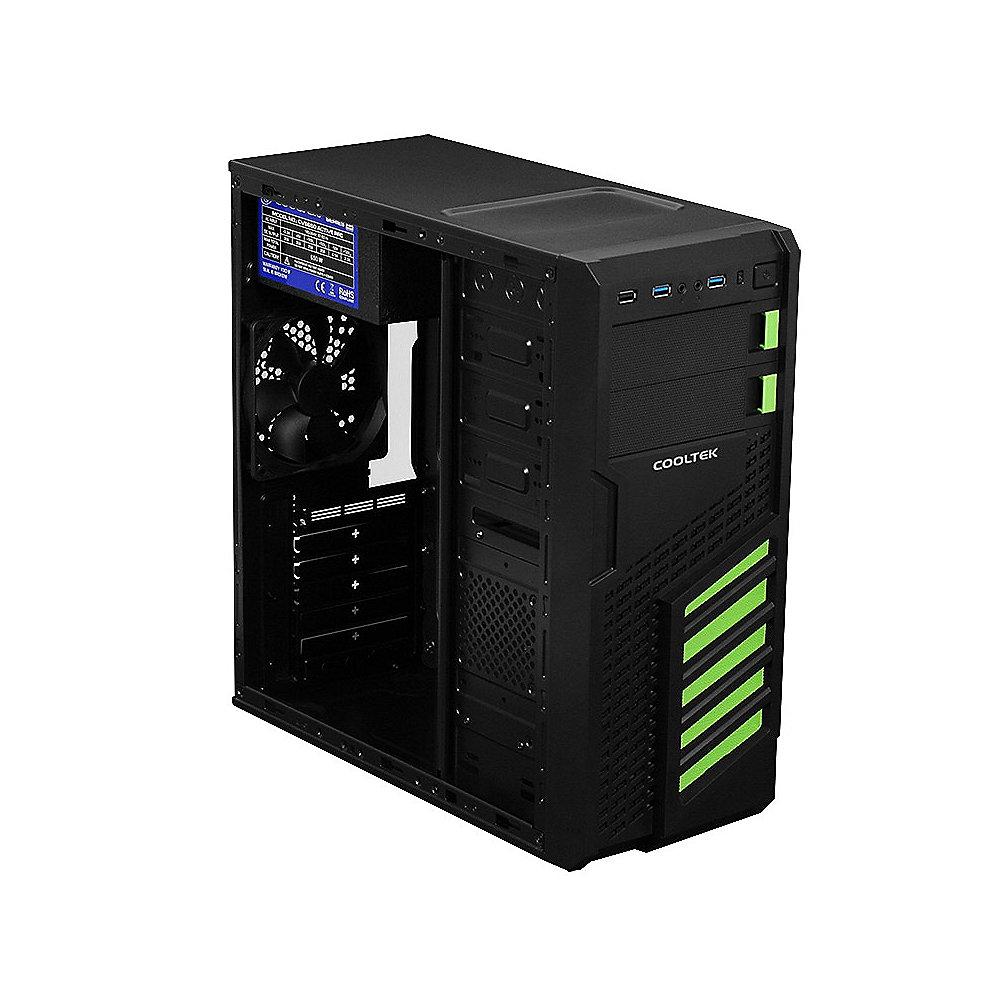 Cooltek KX Green Midi Tower ATX Gehäuse schwarz/grün USB3.0