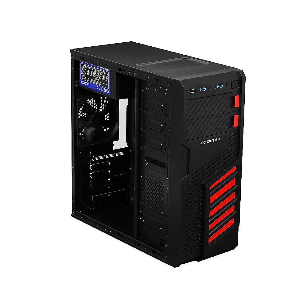 Cooltek KX Red Midi Tower ATX Gehäuse schwarz/rot USB3.0