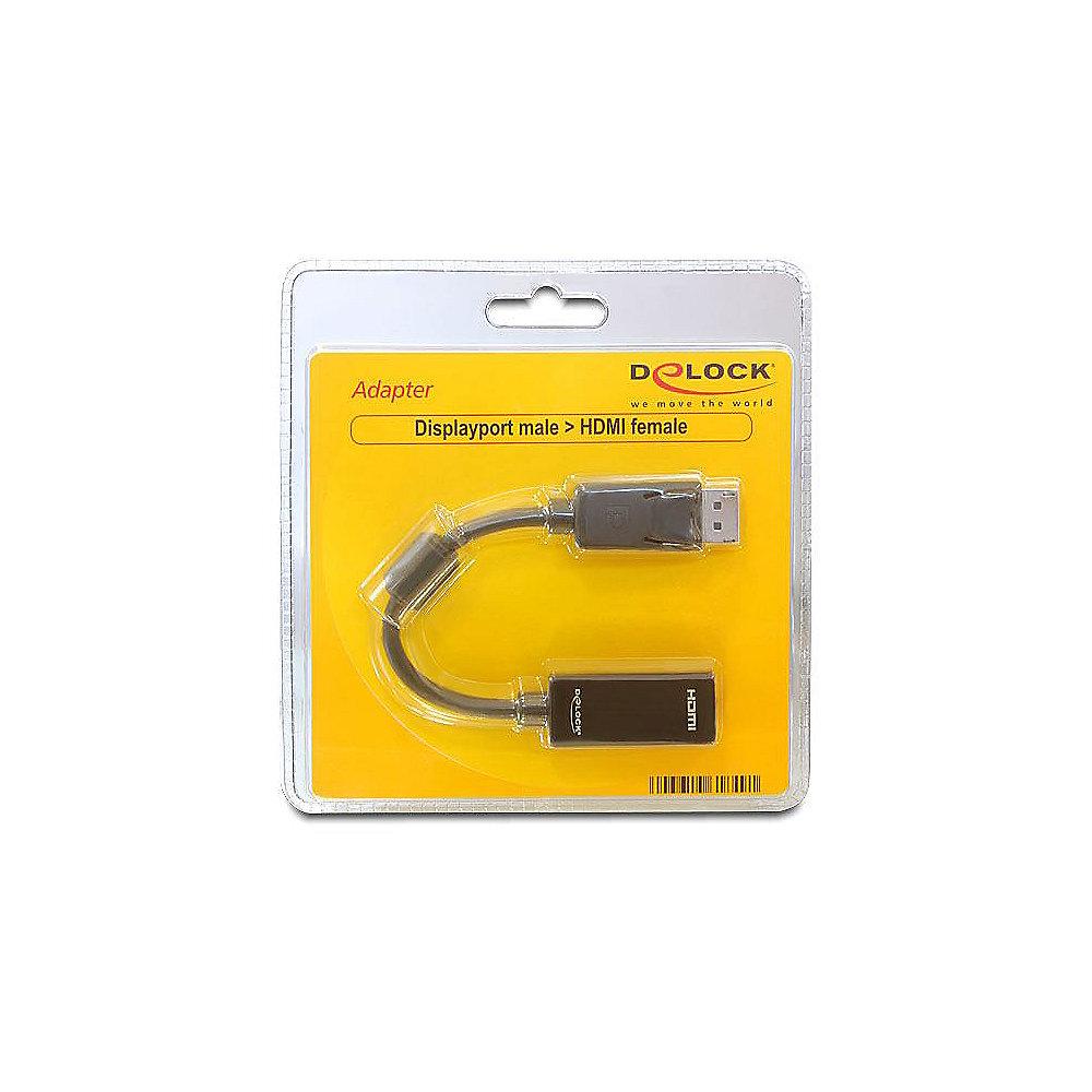 DeLOCK Adapterkabel Displayport zu HDMI St./Bu. passiv 61849 schwarz, DeLOCK, Adapterkabel, Displayport, HDMI, St./Bu., passiv, 61849, schwarz