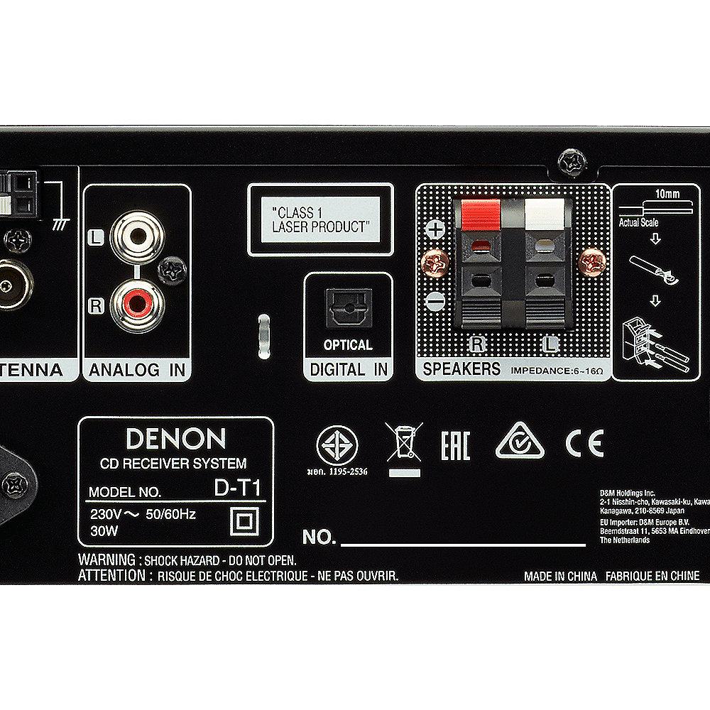 Denon D-T1 FM/CD Receiver, Bluetooth, inkl. Lautsprecher, Schwarz/Schw.