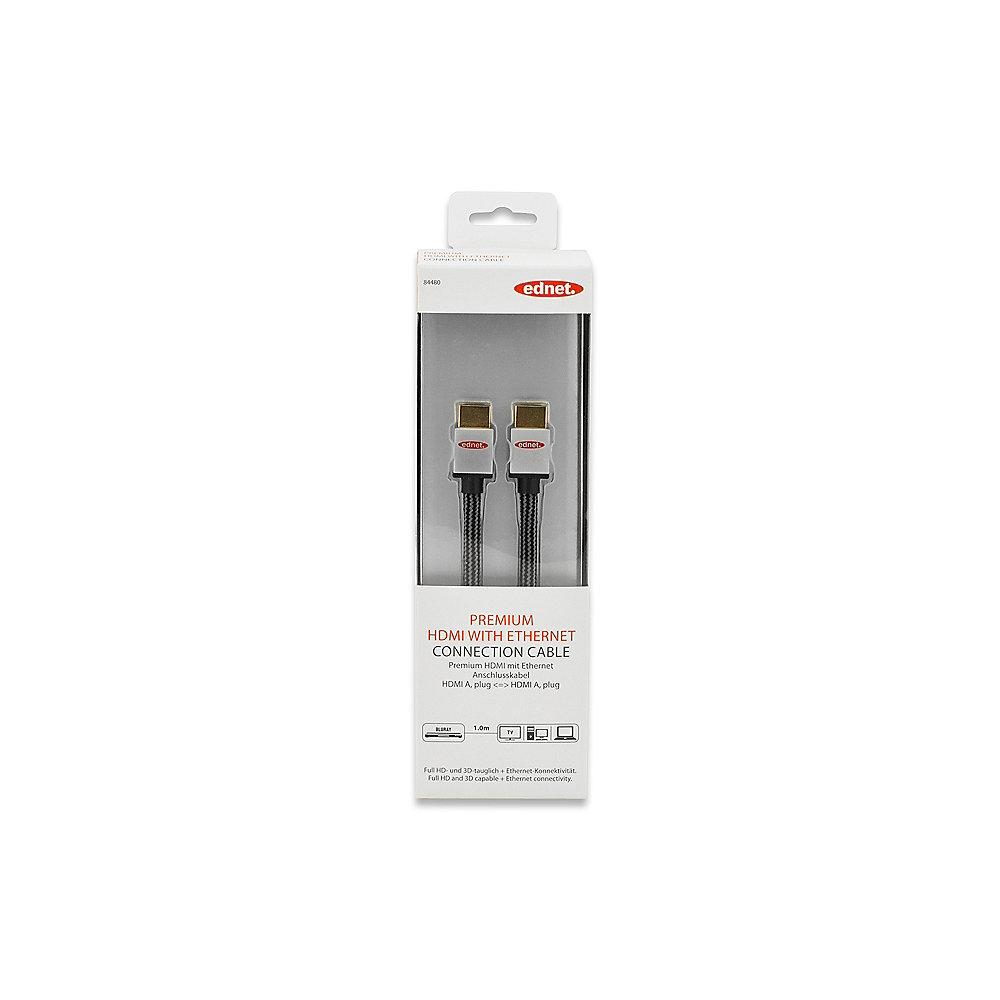 ednet HDMI Kabel 2m Premium 4K/3D vergoldete Kontakte St./St. schwarz