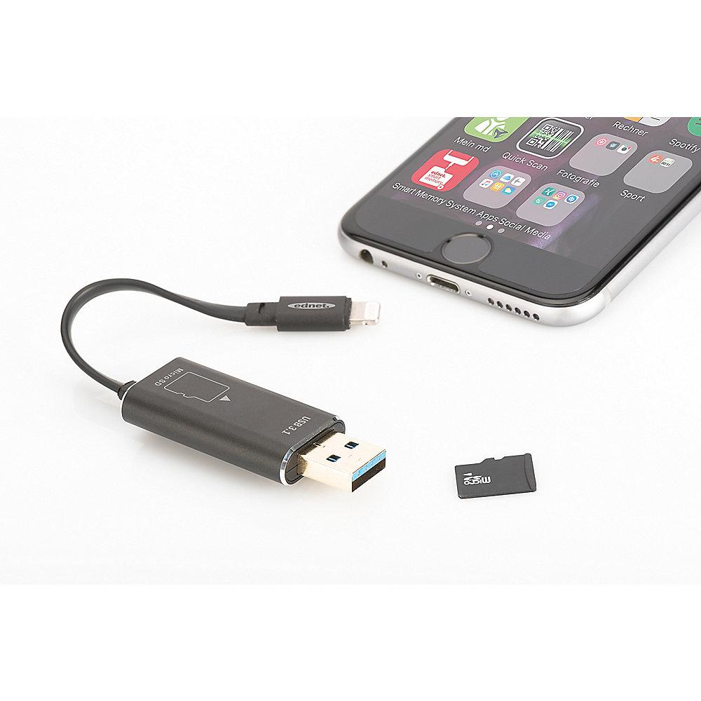 ednet iPhone iPad Speichererweiterung USB3.1 0,15m USB A zu Lightning St./St.