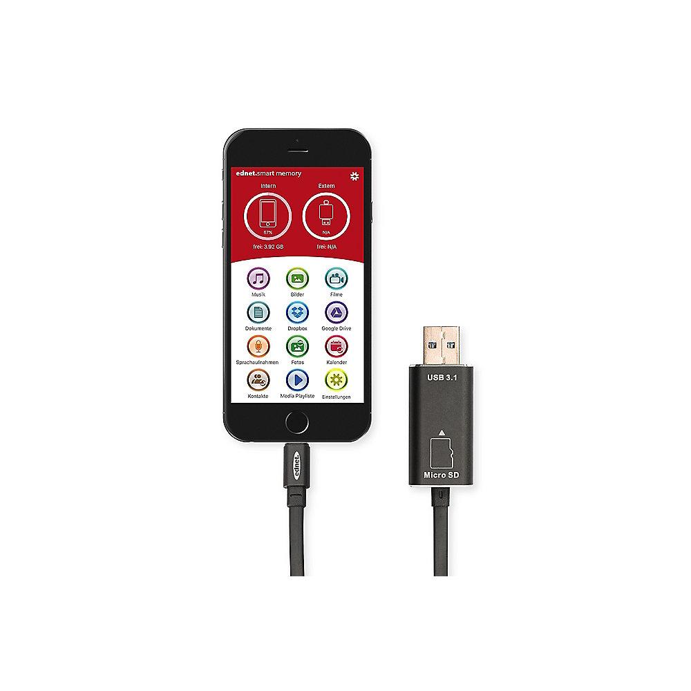 ednet iPhone iPad Speichererweiterung USB3.1 0,15m USB A zu Lightning St./St.