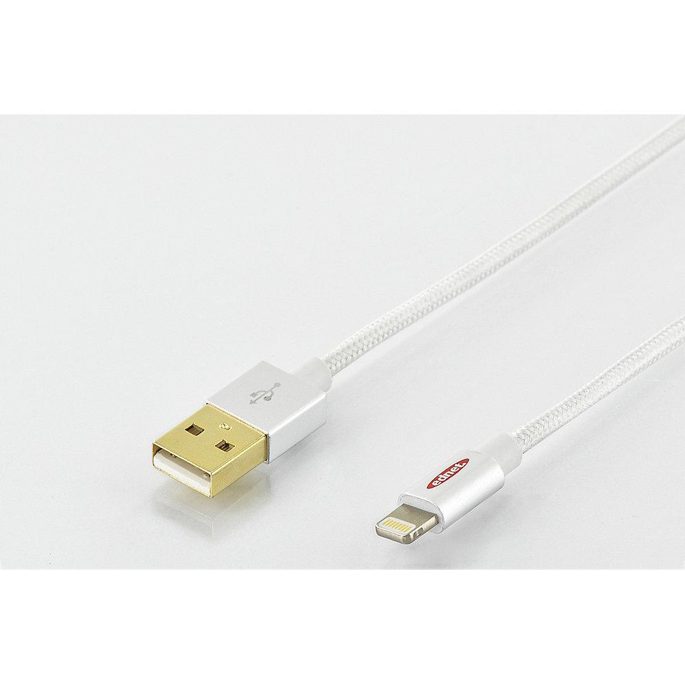 ednet iPhone Lade- & Datenkabel 1m USB2.0 A zu Lightning iP5/6/7 St./St. silber, ednet, iPhone, Lade-, &, Datenkabel, 1m, USB2.0, A, Lightning, iP5/6/7, St./St., silber