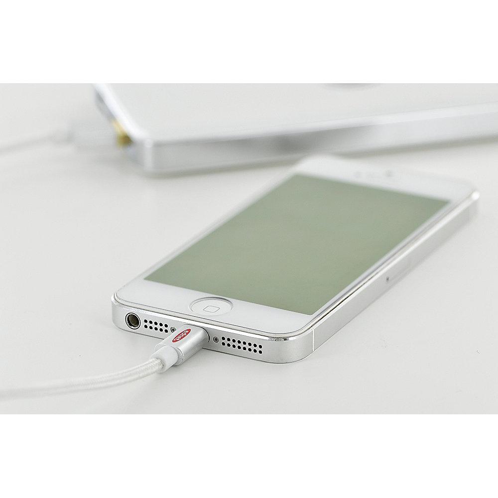 ednet iPhone Lade- & Datenkabel 1m USB2.0 A zu Lightning iP5/6/7 St./St. silber