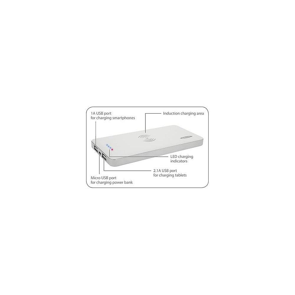 Ednet Powerbank 8000 mAh 2x USB Induktions-Ladefunktion weiß