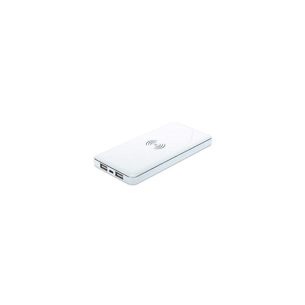 Ednet Powerbank 8000 mAh 2x USB Induktions-Ladefunktion weiß