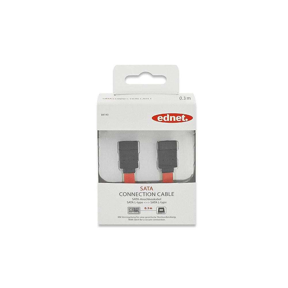 ednet SATA Anschlusskabel 0,3m II/III 600MB/s L-Typ Bu./Bu. rot