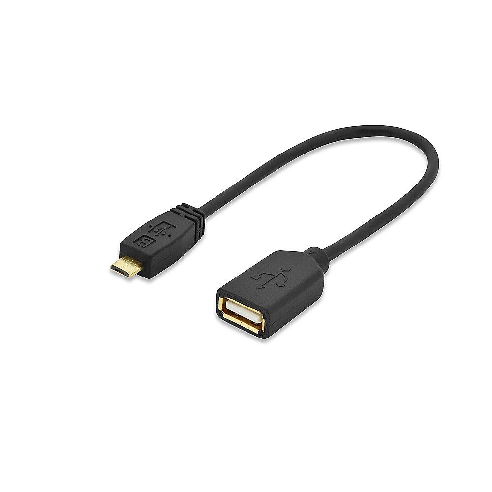 ednet USB 2.0 Adapterkabel 0,2m micro B zu A OTG vergoldet St./Bu. schwarz