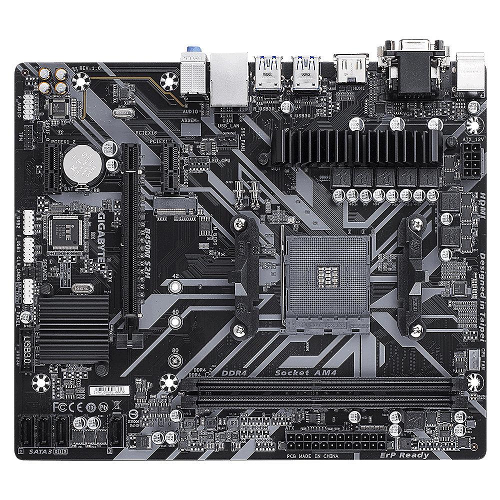 Gigabyte B450M S2H mATX Mainboard Sockel AM4 M.2/HDMI/DVI/VGA