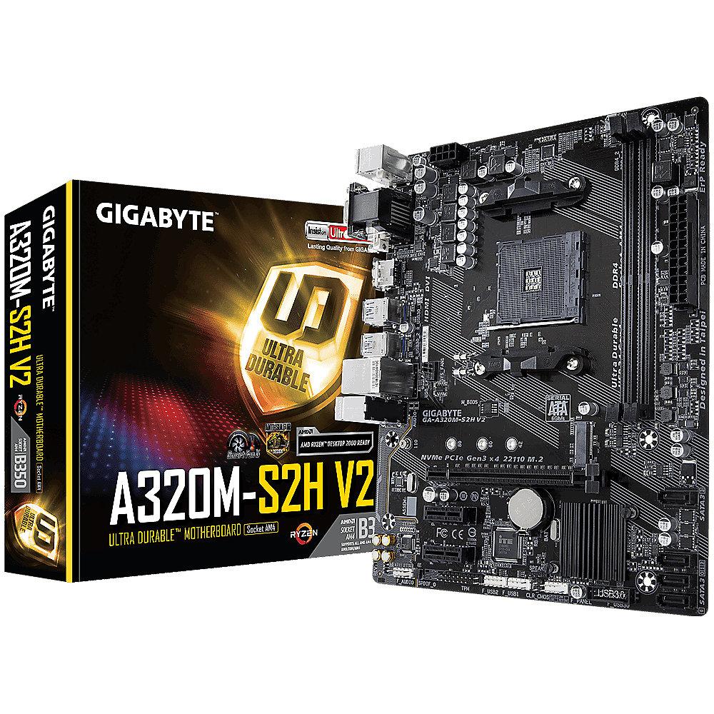 Gigabyte GA-A320M-S2H V2 mATX Mainboard Sockel AM4 GL/HDMI/DVI/VGA/M.2, Gigabyte, GA-A320M-S2H, V2, mATX, Mainboard, Sockel, AM4, GL/HDMI/DVI/VGA/M.2