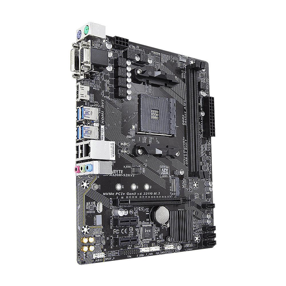 Gigabyte GA-A320M-S2H V2 mATX Mainboard Sockel AM4 GL/HDMI/DVI/VGA/M.2