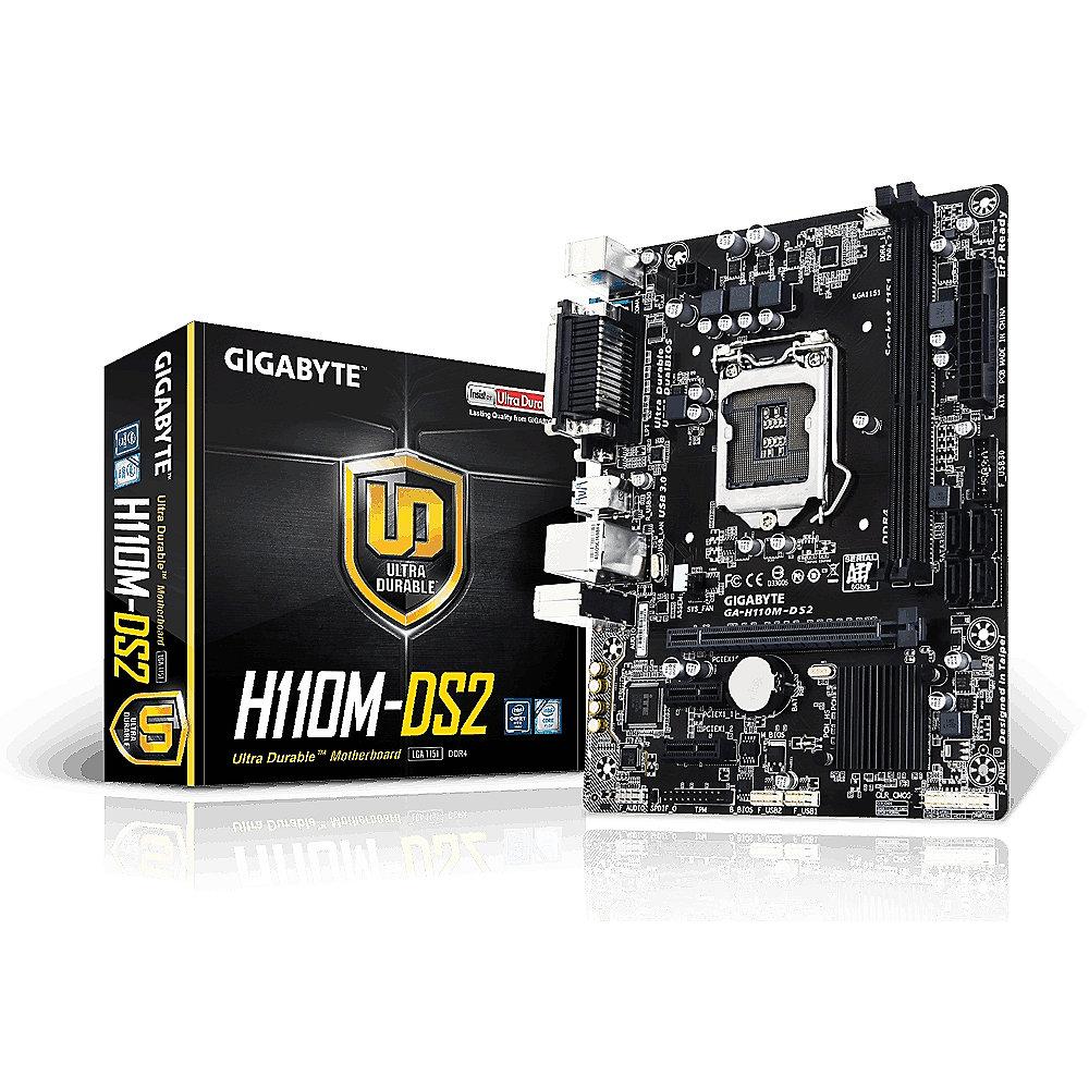 Gigabyte GA-H110M-DS2 GL/USB3.0/SATA600/VGA mATX Mainboard Sockel 1151