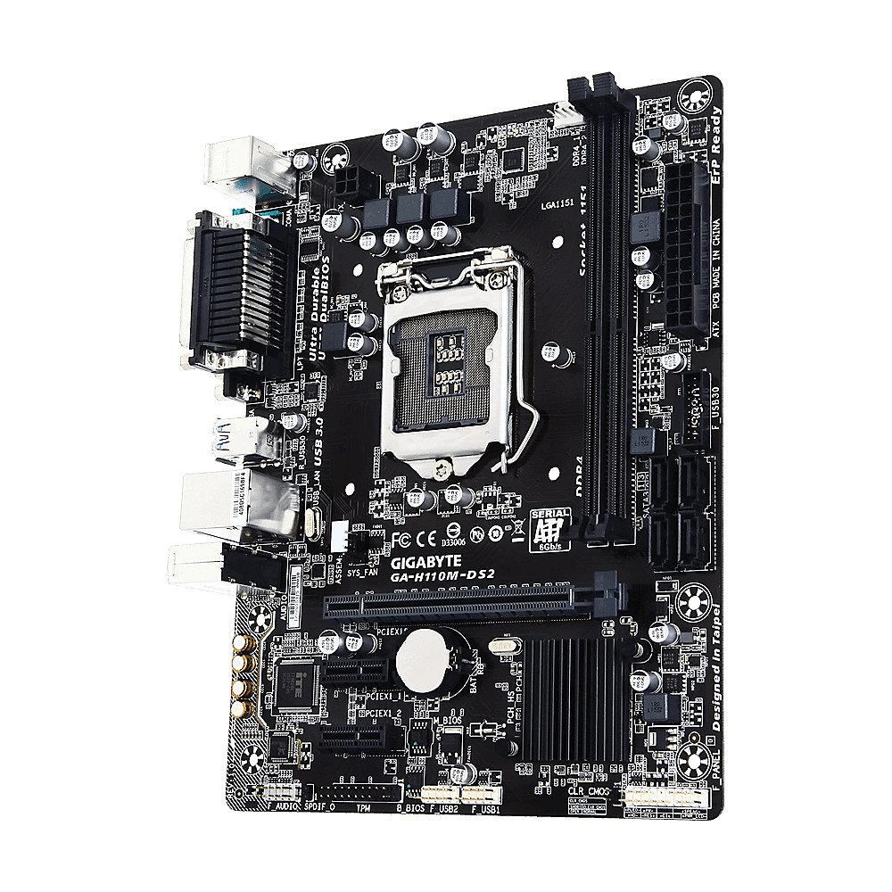 Gigabyte GA-H110M-DS2 GL/USB3.0/SATA600/VGA mATX Mainboard Sockel 1151