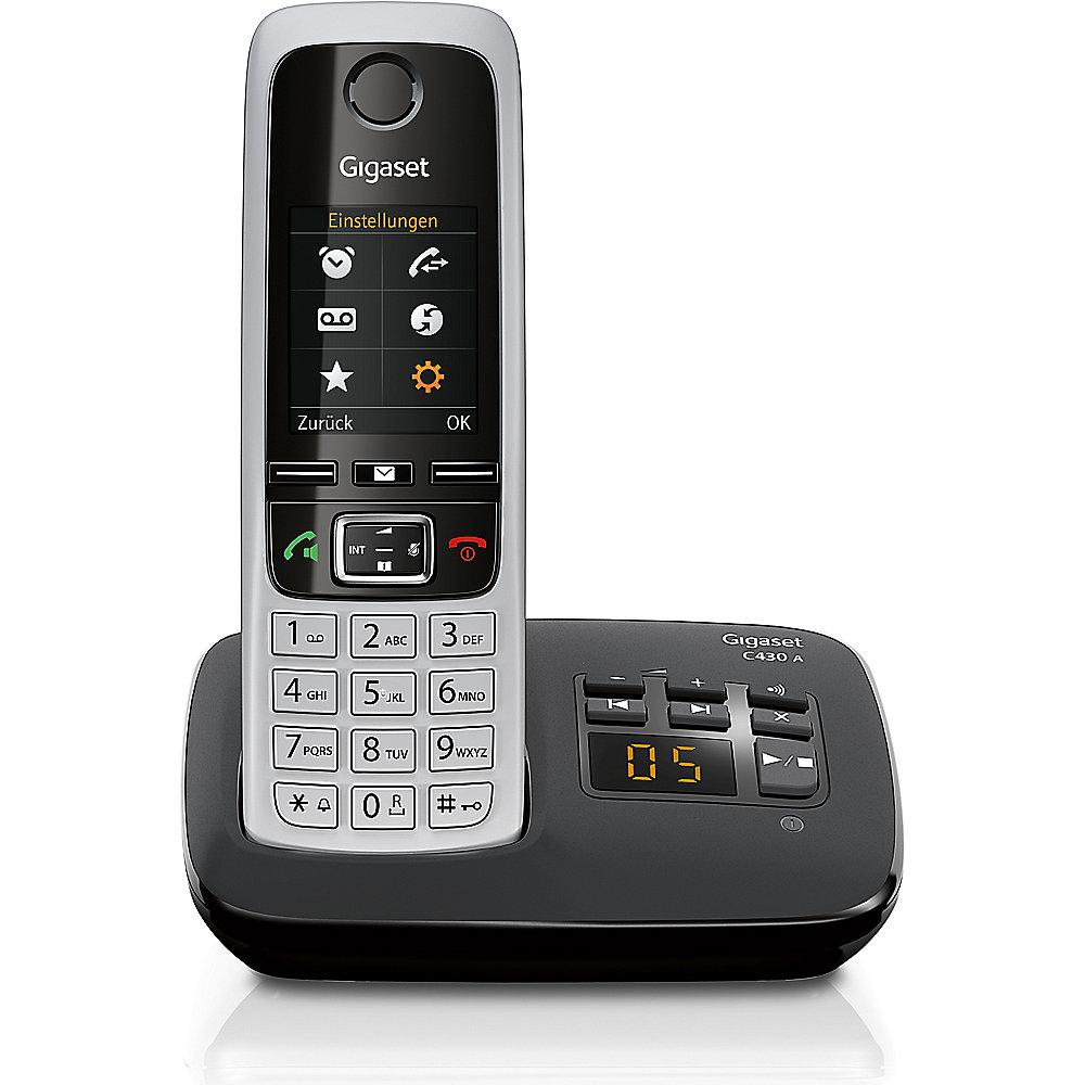 Gigaset C430A schnurloses Festnetztelefon (analog) mit AB, schwarz