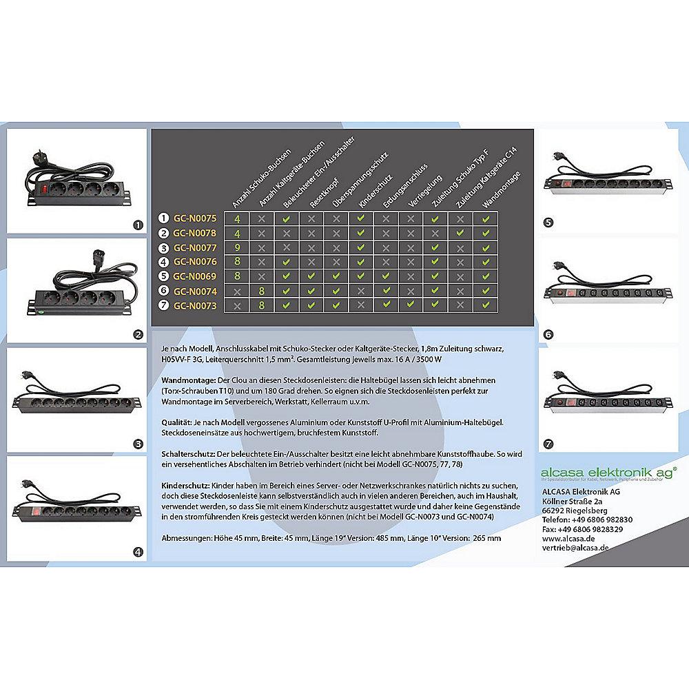 Good Connections Steckdosenleiste 10Zoll 1HE C14 an 4x Buchse Alu, Good, Connections, Steckdosenleiste, 10Zoll, 1HE, C14, 4x, Buchse, Alu