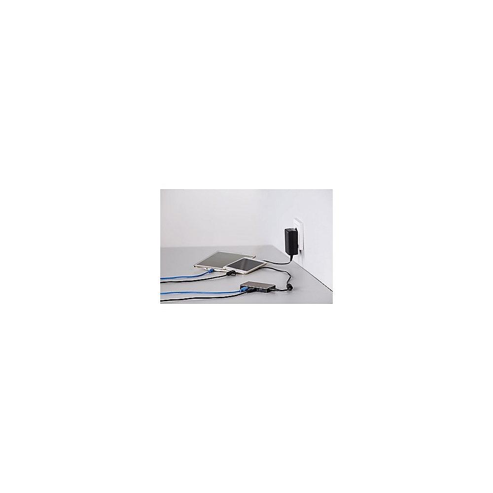 Hama USB-3.0-Hub 1:4 für Ultrabooks mit Netzteil, schwarz/silber
