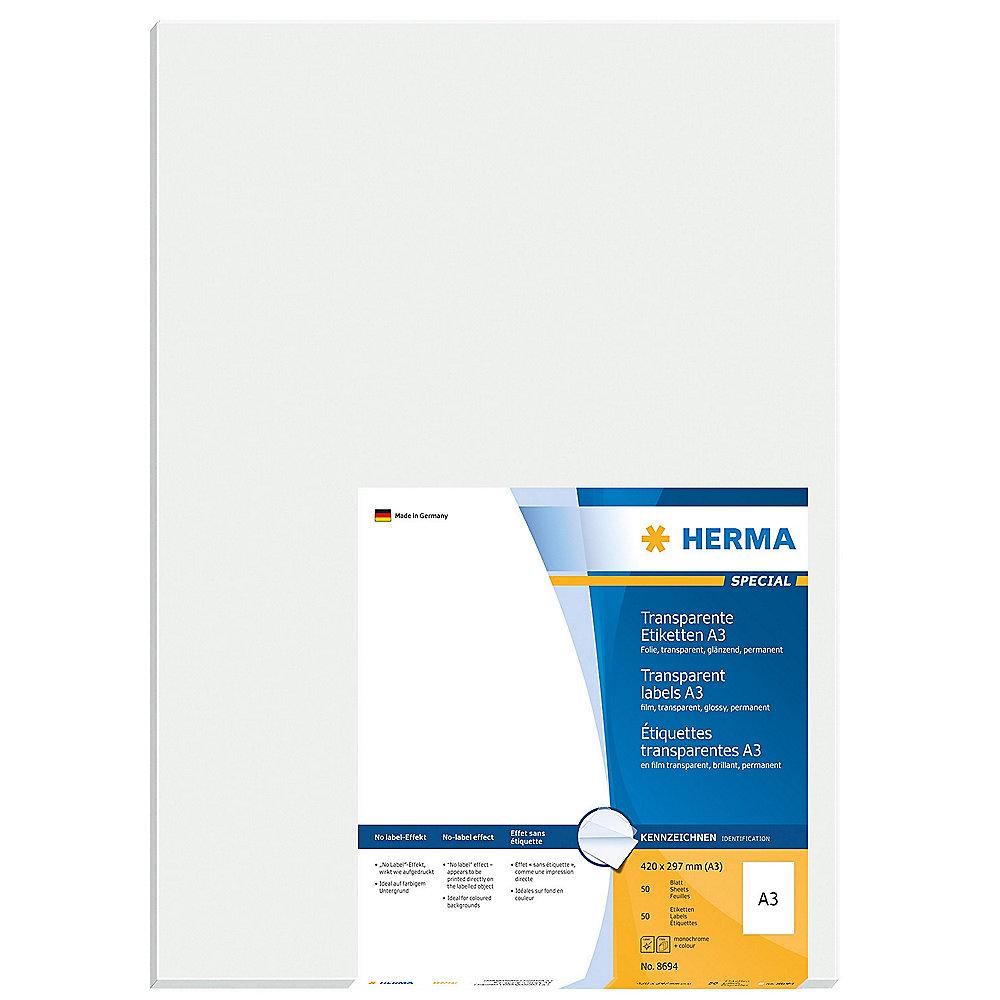 HERMA 8694 A3 Outdoor Klebefolie 297x420 mm transpar extrem stark haftend 50Stk.