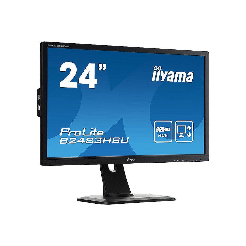 iiyama ProLite B2483HSU-B1DP 61cm (24") FHD VGA/DVI/DP 2ms 12Mio:1 Pivot LED LS