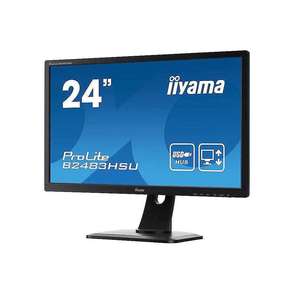 iiyama ProLite B2483HSU-B1DP 61cm (24") FHD VGA/DVI/DP 2ms 12Mio:1 Pivot LED LS