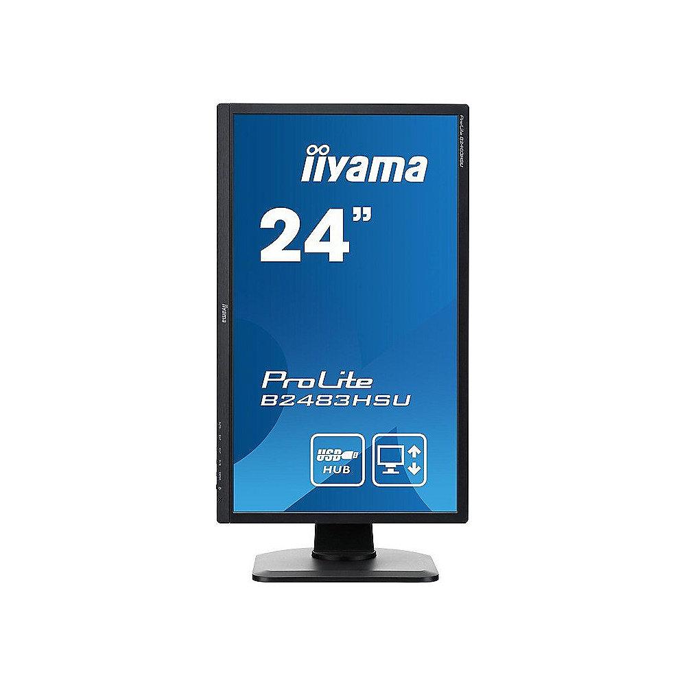 iiyama ProLite B2483HSU-B1DP 61cm (24") FHD VGA/DVI/DP 2ms 12Mio:1 Pivot LED LS