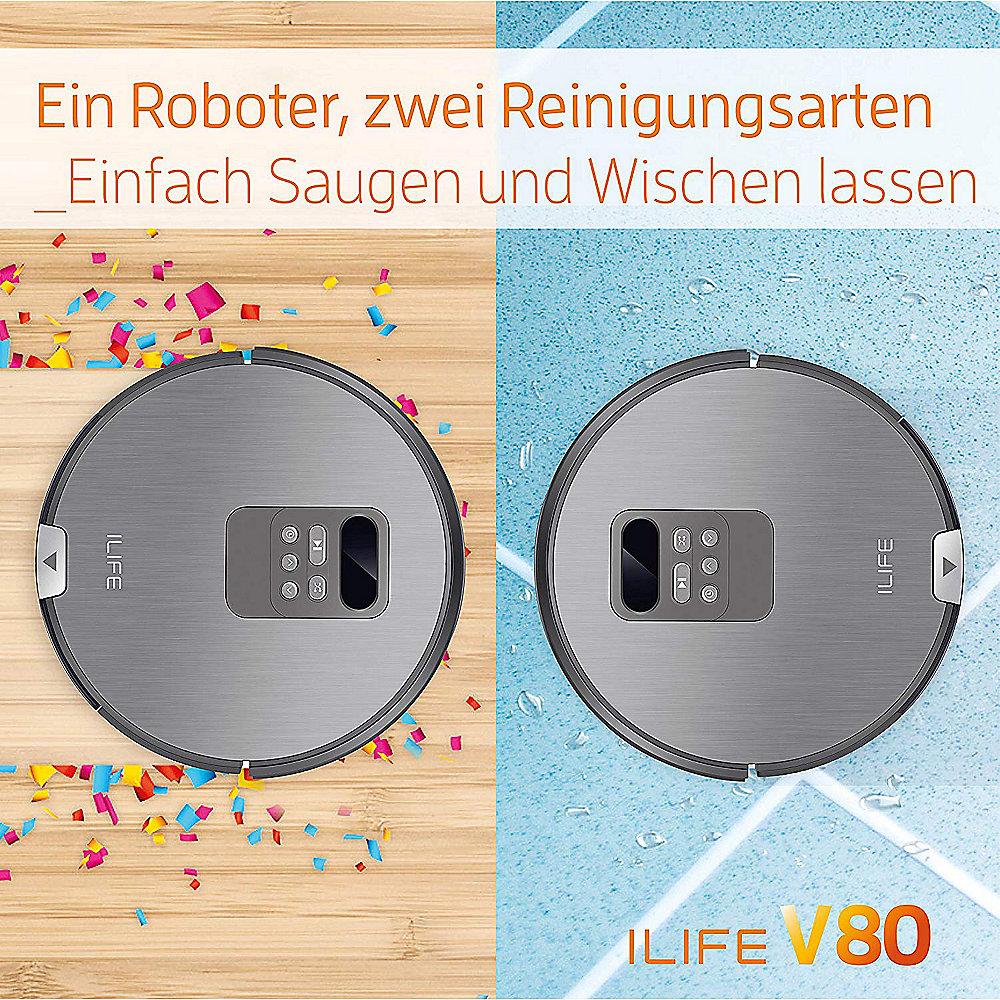 ILIFE V80 Staubsauger-Roboter mit Wischfunktion silber/grau, ILIFE, V80, Staubsauger-Roboter, Wischfunktion, silber/grau