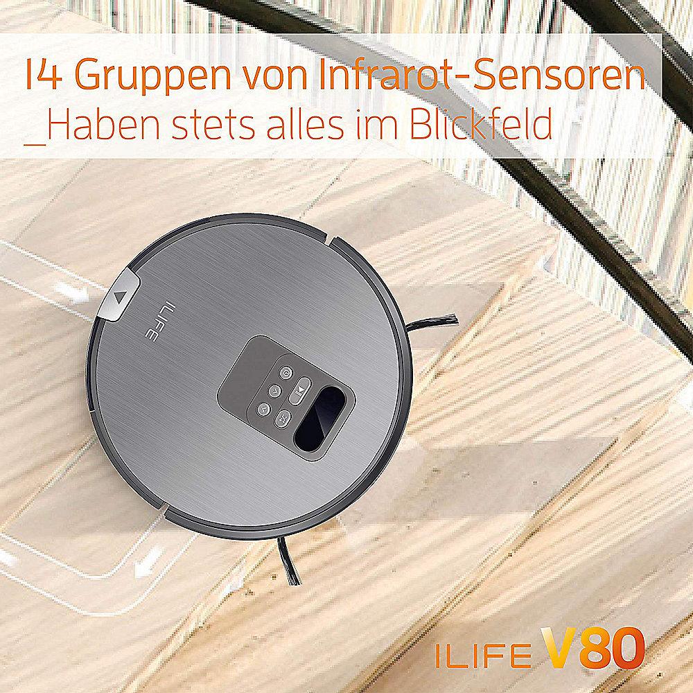 ILIFE V80 Staubsauger-Roboter mit Wischfunktion silber/grau, ILIFE, V80, Staubsauger-Roboter, Wischfunktion, silber/grau