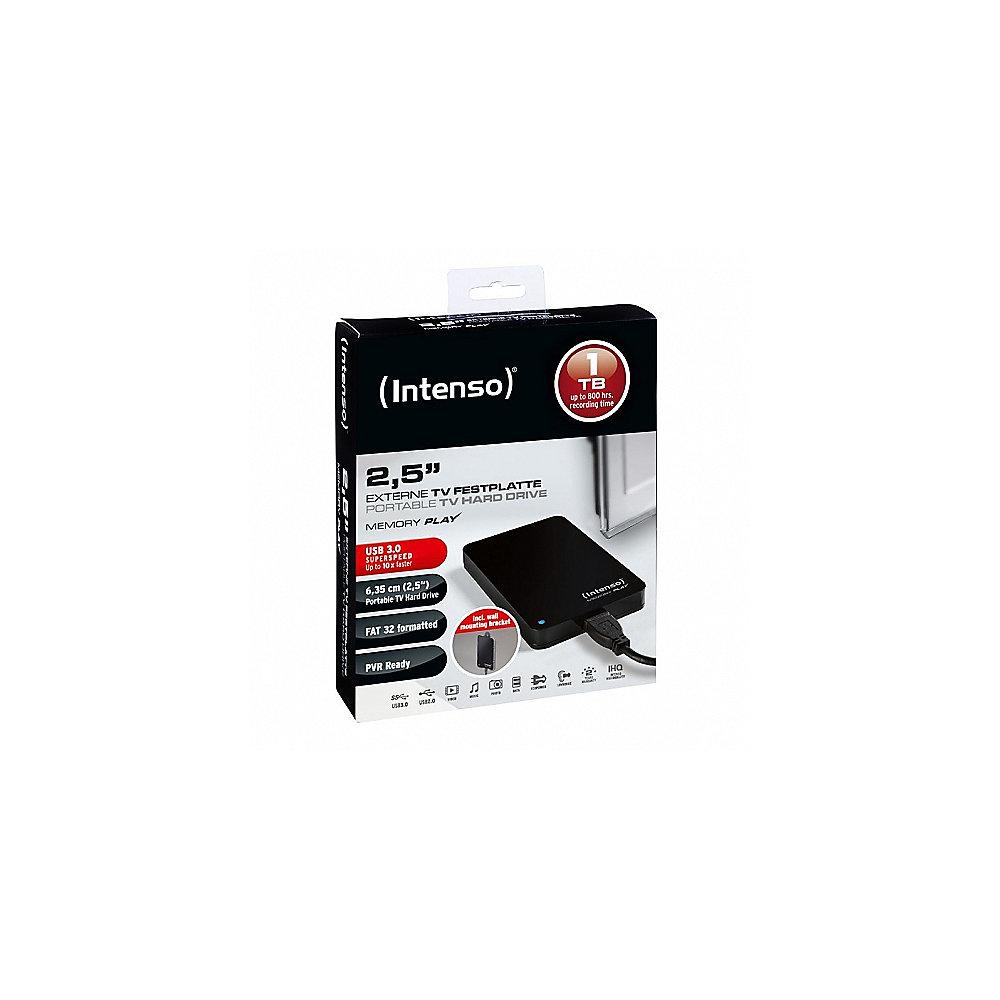 Intenso Memory Play 1TB USB3.0 2,5Zoll Schwarz - inkl. Wandhalterung, Intenso, Memory, Play, 1TB, USB3.0, 2,5Zoll, Schwarz, inkl., Wandhalterung