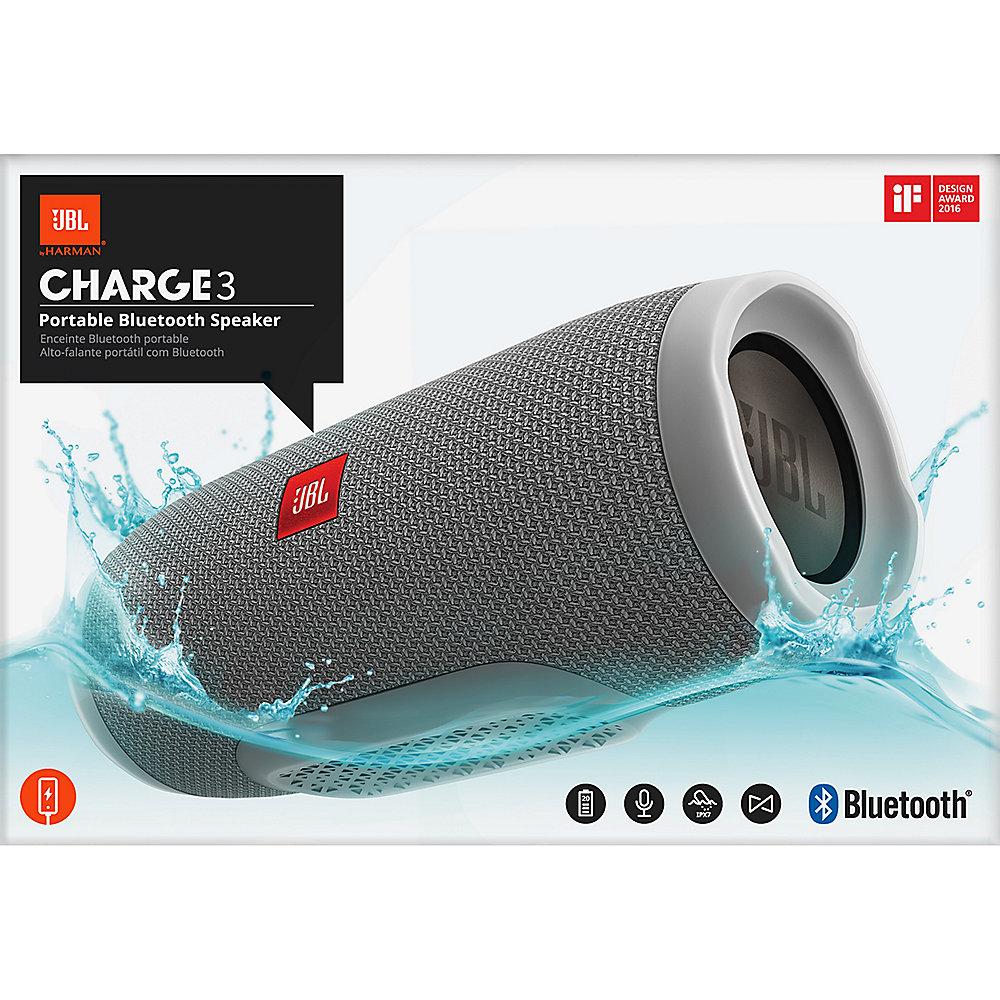 JBL Charge 3 Grau Tragbarer Bluetooth-Lautsprecher, JBL, Charge, 3, Grau, Tragbarer, Bluetooth-Lautsprecher