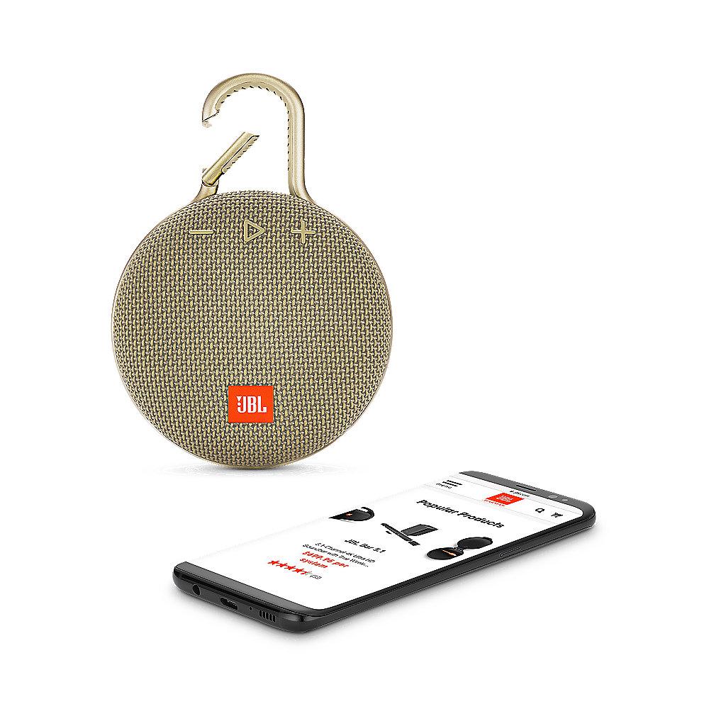 JBL Clip 3 Sand Tragbarer Bluetooth-Lautsprecher wasserdicht nach IPX7