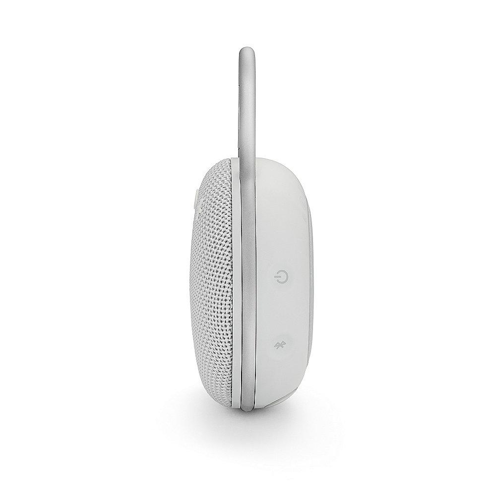 JBL Clip 3 White Tragbarer Bluetooth-Lautsprecher Weiß wasserdicht nach IPX7
