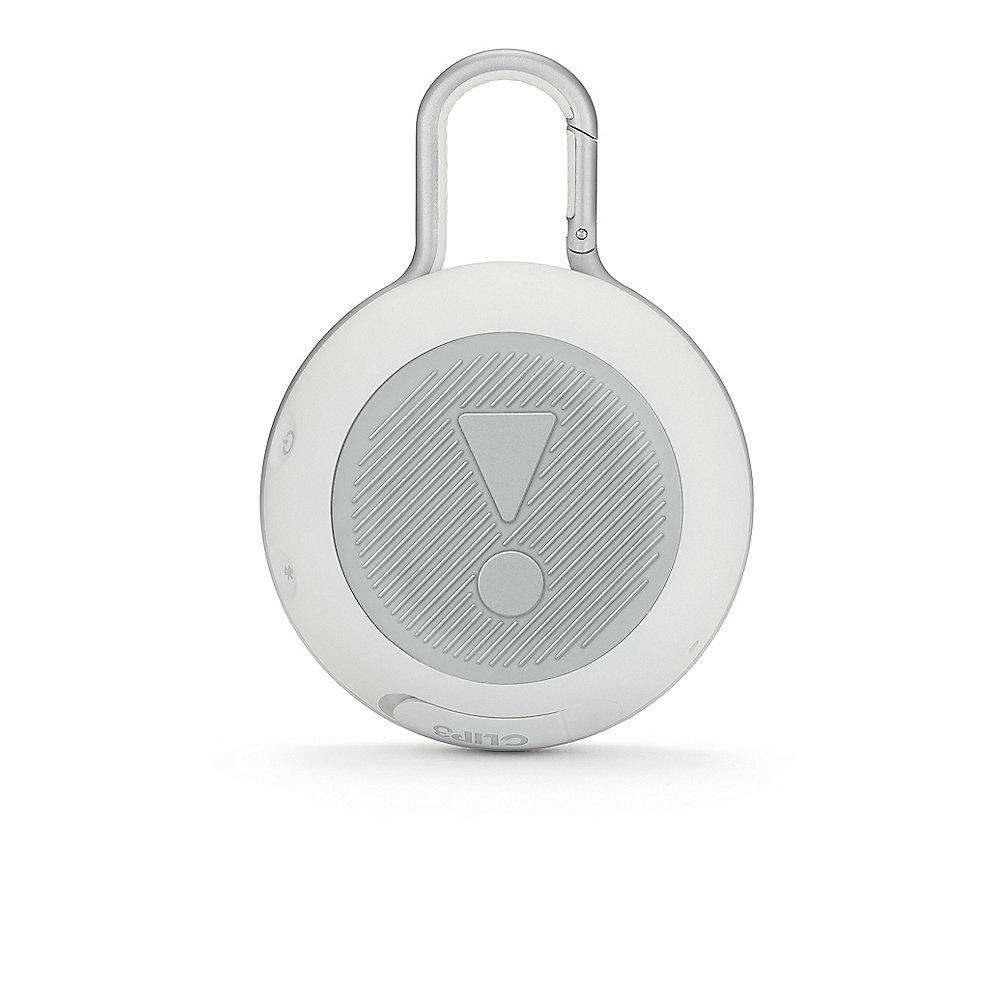 JBL Clip 3 White Tragbarer Bluetooth-Lautsprecher Weiß wasserdicht nach IPX7
