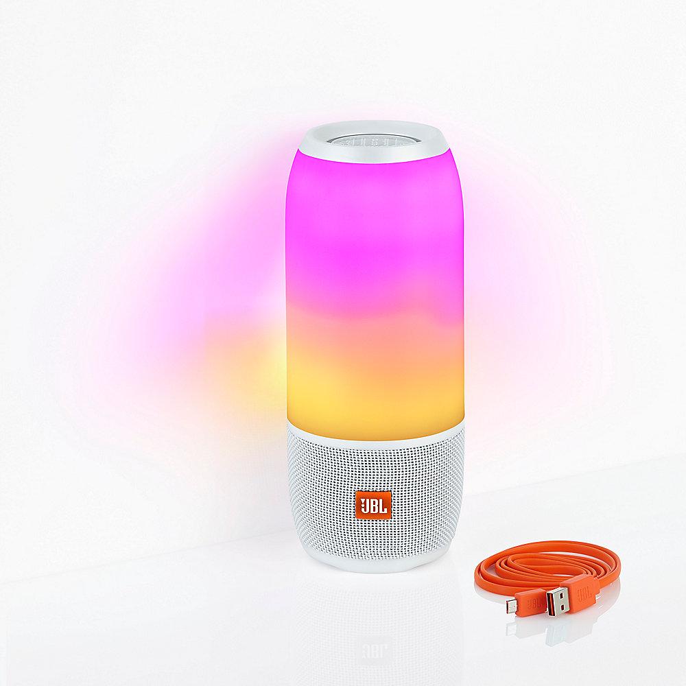 JBL Pulse 3 Bluetooth-Lautsprecher LED-Beleuchtung weiß spritzgeschützt IPX7