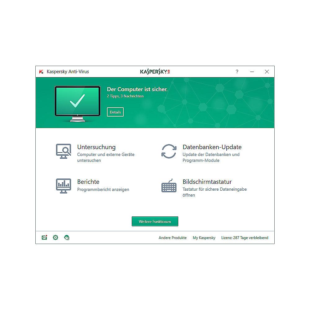 Kaspersky Anti-Virus Upgrade 1PC 1Jahr FFP / Produkt Key