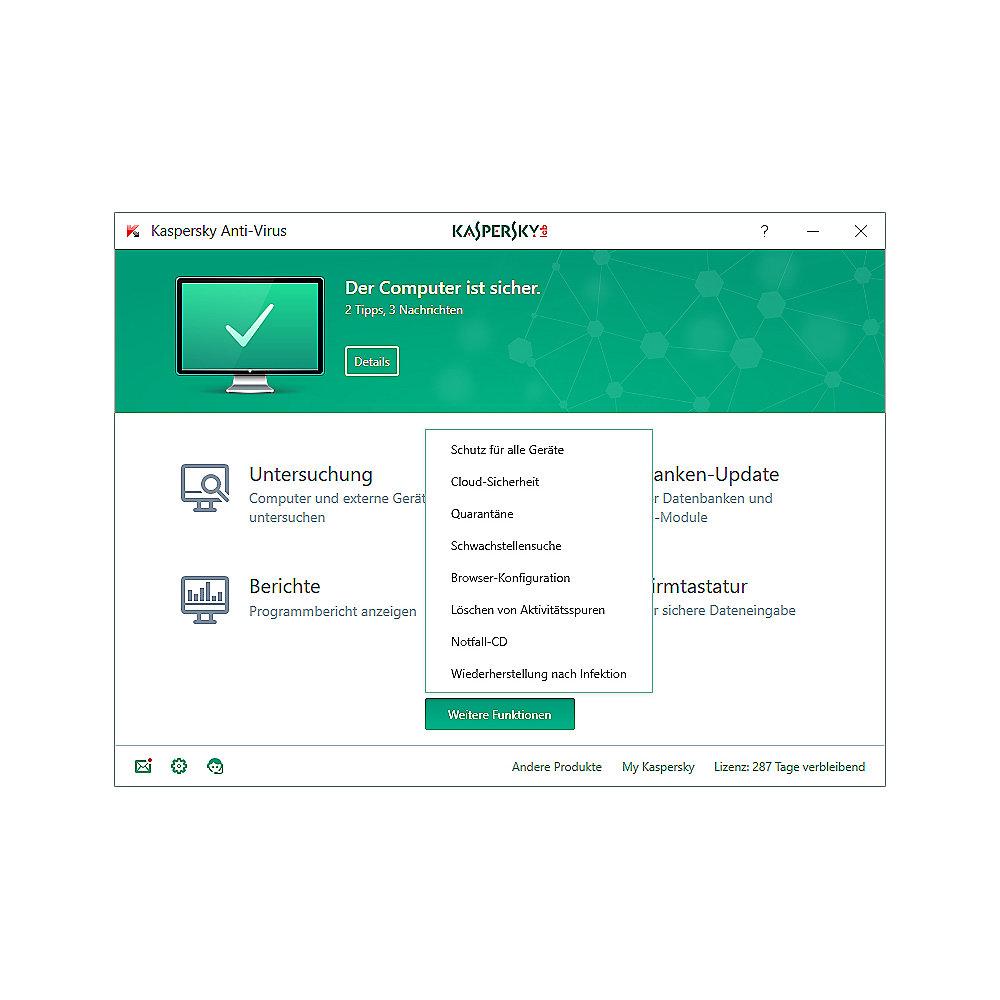 Kaspersky Anti-Virus Upgrade 1PC 1Jahr FFP / Produkt Key