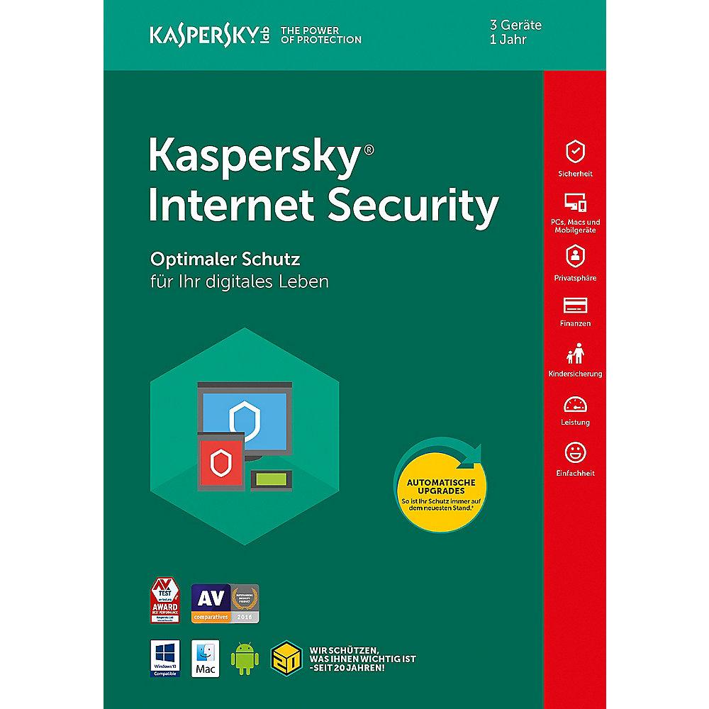 Kaspersky Internet Security 3 Geräte (Code in a Box) Minibox