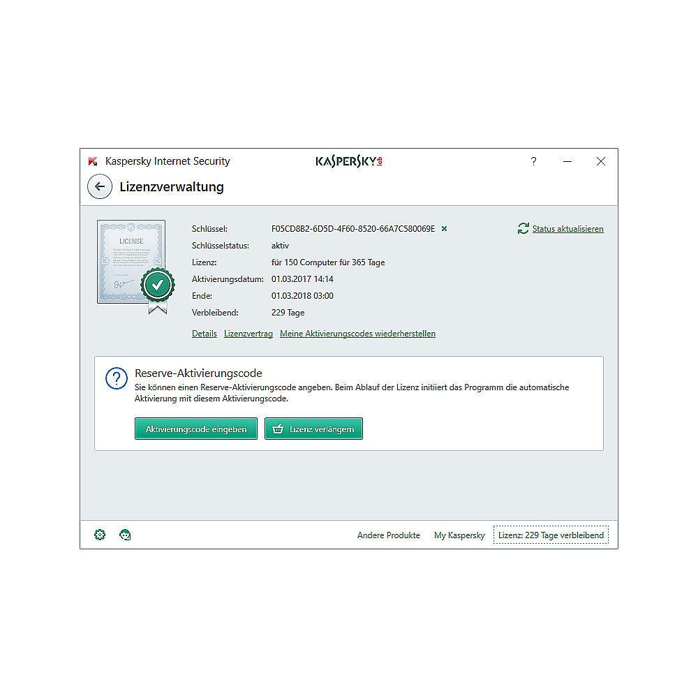 Kaspersky Internet Security 3 Geräte Upgrade (Code in a Box) MiniBox