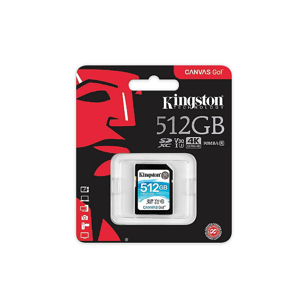 Kingston Canvas Go! 512 GB SDXC Speicherkarte (45 MB/s, Class 10, V30, UHS-I)