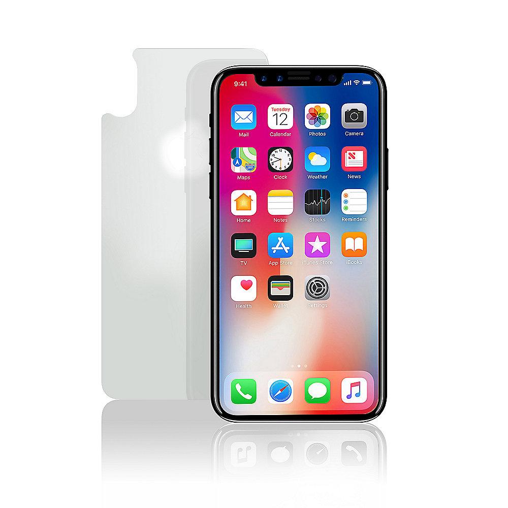 KMP Hartglas Comfort Slim Rückseitenschutz für iPhone X, silber