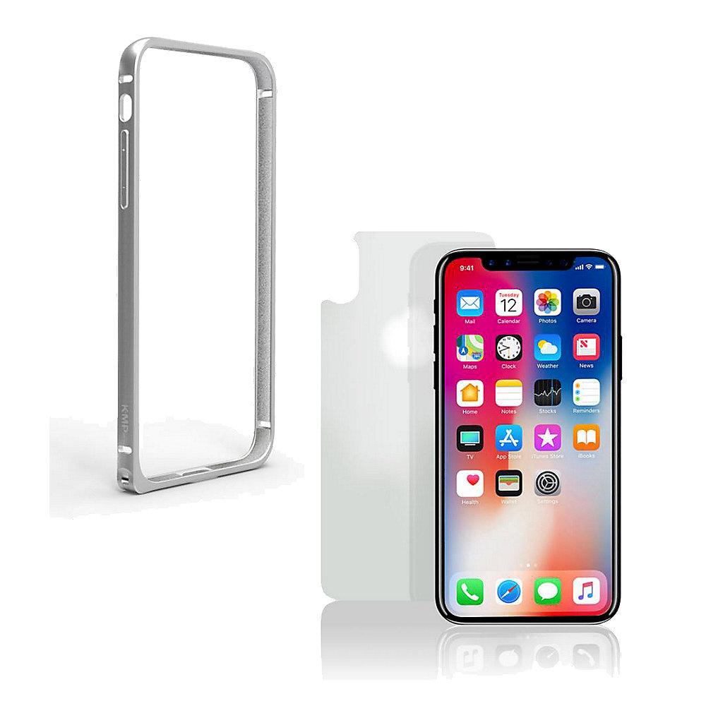 KMP Protective Set Bumper und Rückseitenschutz für iPhone X, silber