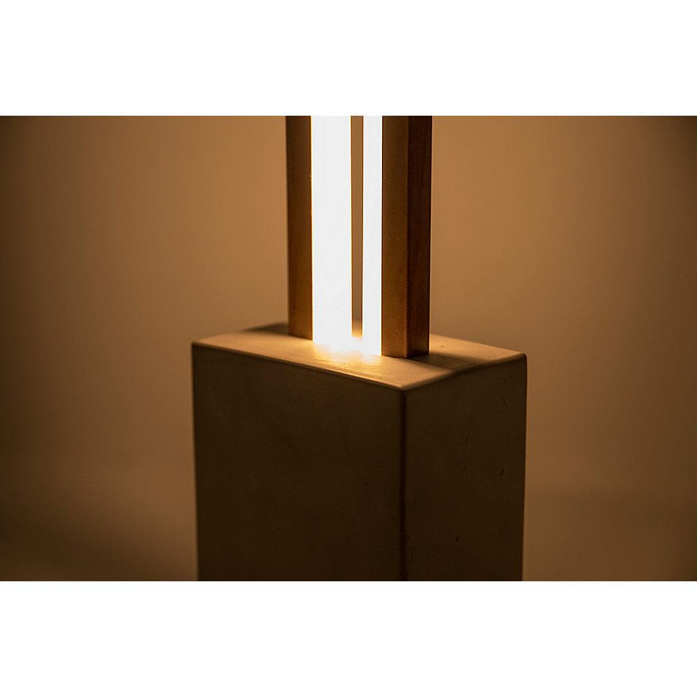 LED Universum Damon LED-Tischleuchte Holz & Beton dimmbar