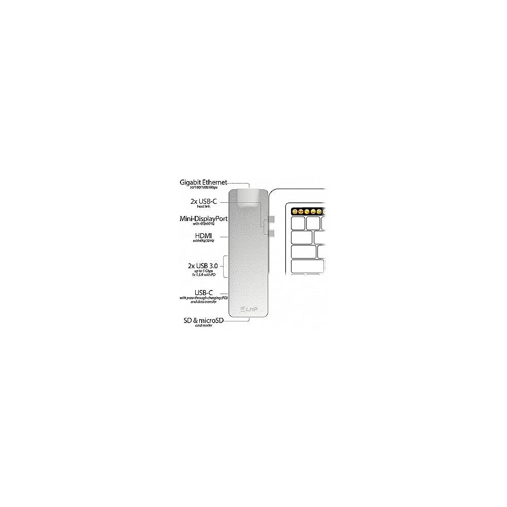 LMP USB-C Compact Dock 4k 8-Port silber, LMP, USB-C, Compact, Dock, 4k, 8-Port, silber